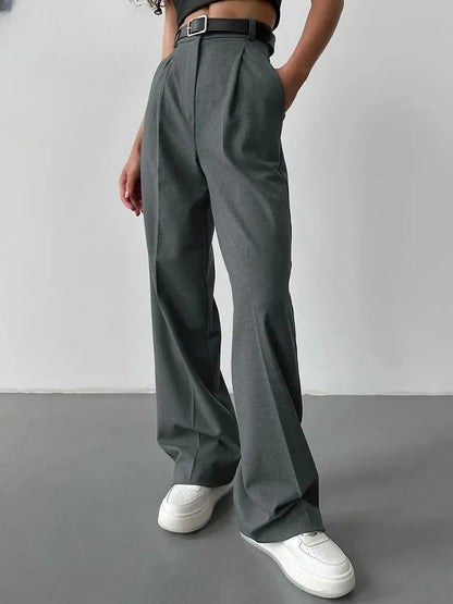 Women's High-Waisted Wide-Leg Office Pants