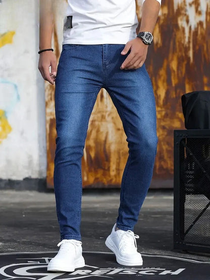 Men's Slim Fit Retro Washed Jeans