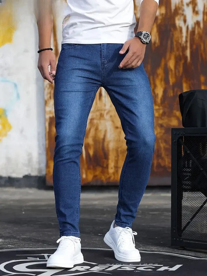 Men's Slim Fit Retro Washed Jeans