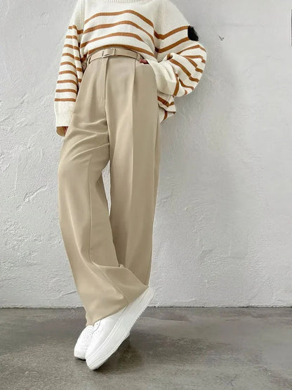 Women's High-Waisted Wide-Leg Office Pants