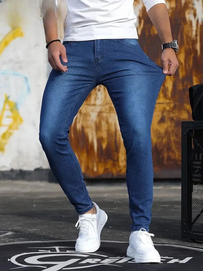 Men's Slim Fit Retro Washed Jeans