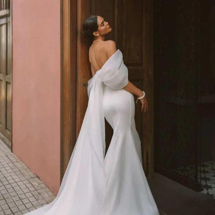 Elegant Off-Shoulder Mermaid Wedding Dress