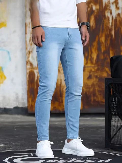 Men's Slim Fit Retro Washed Jeans